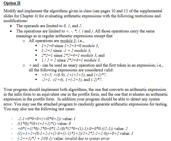Solved Option II Modify and implement the algorithms given | Chegg.com