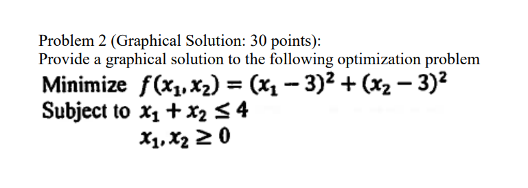 Solved Problem 2 (Graphical Solution: 30 points): Provide a | Chegg.com