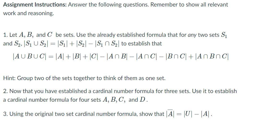 Solved Assignment Instructions: Answer The Following | Chegg.com