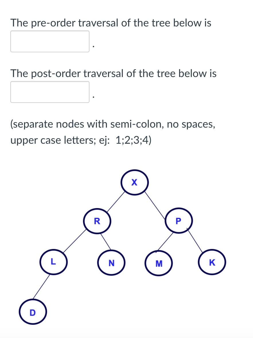 Solved The pre-order traversal of the tree below is The | Chegg.com