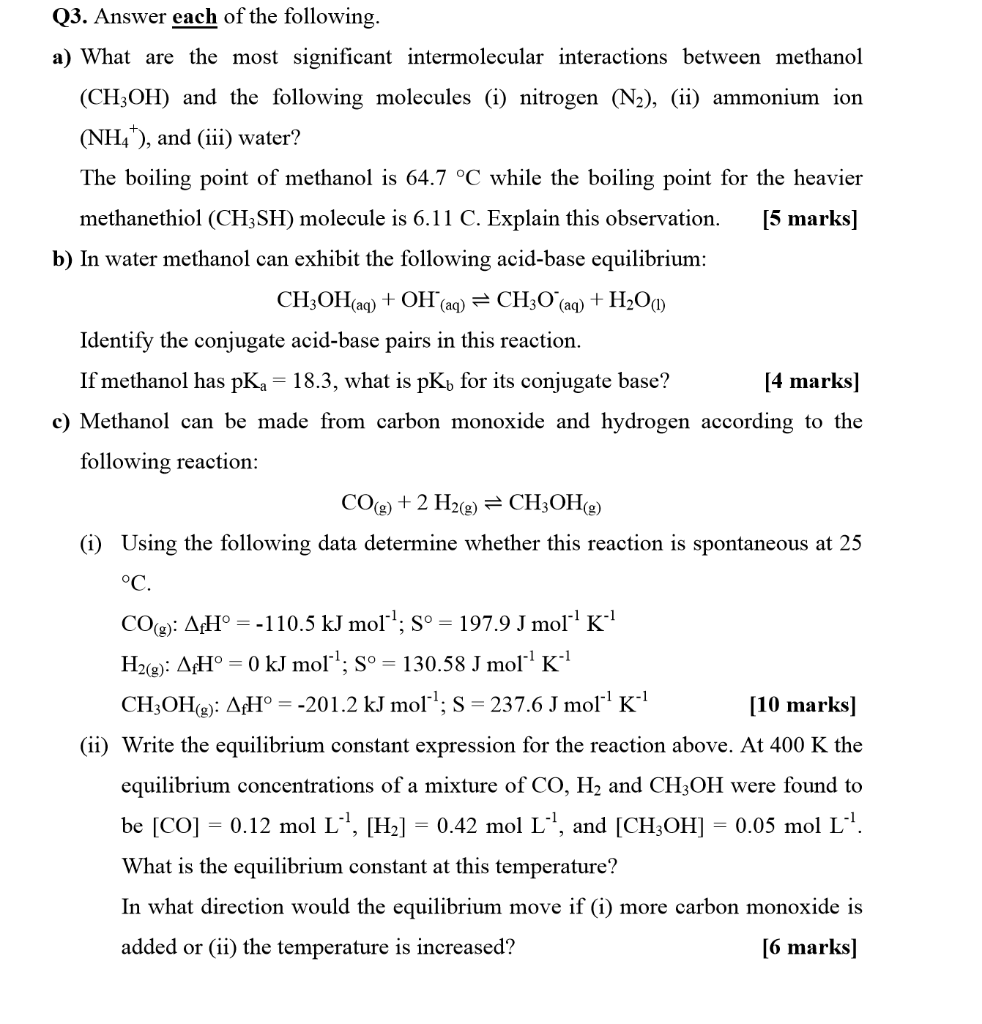 Solved Q3. Answer each of the following. a) What are the | Chegg.com