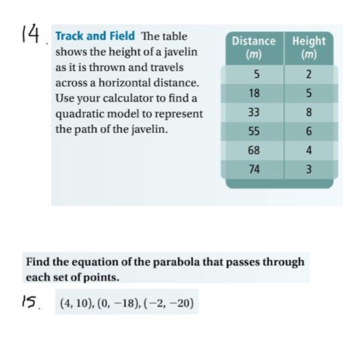 Solved (4 Track and Field The table shows the height of a