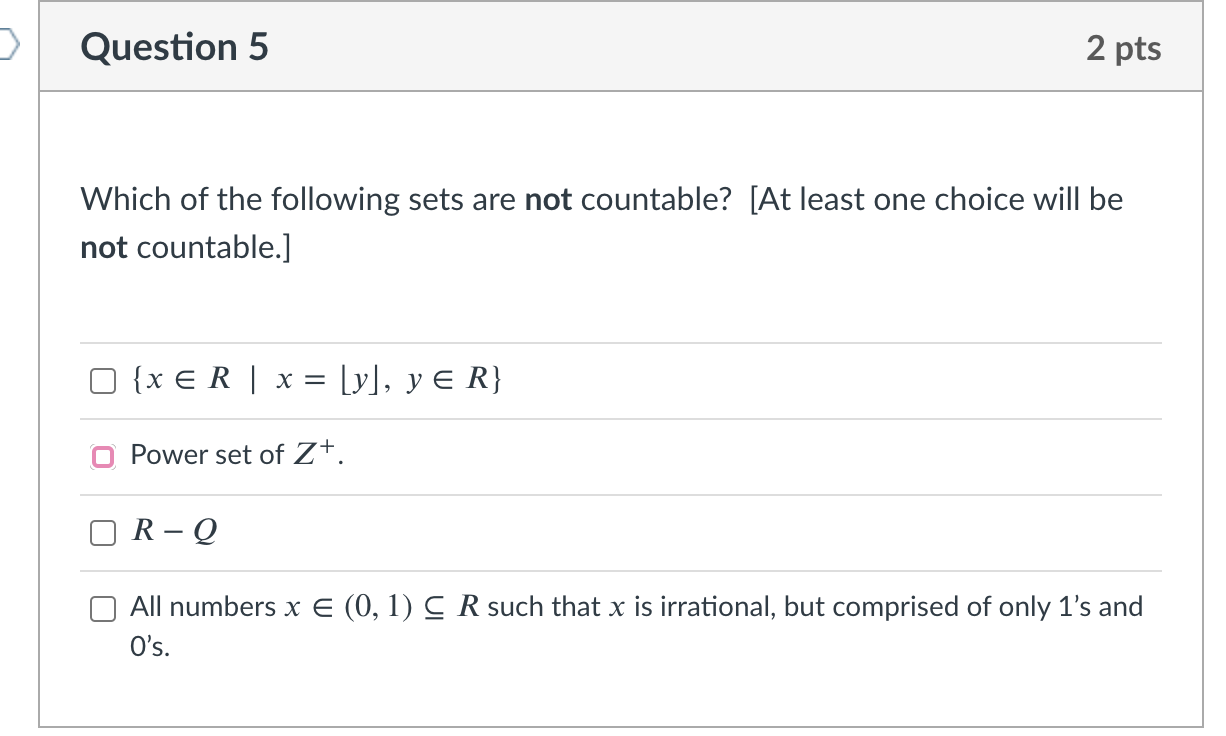 Solved Question 5 2 pts Which of the following sets are not | Chegg.com