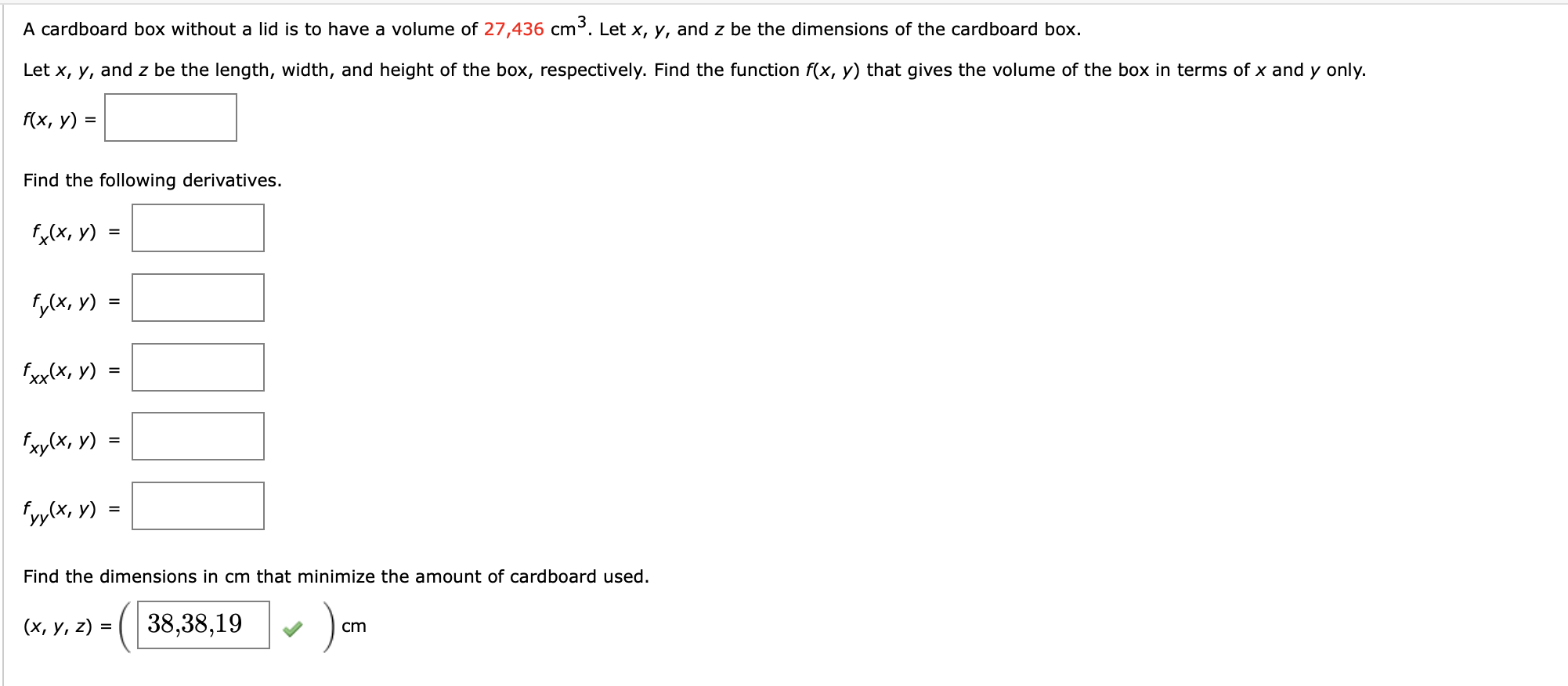 Solved A cardboard box without a lid is to have a volume of