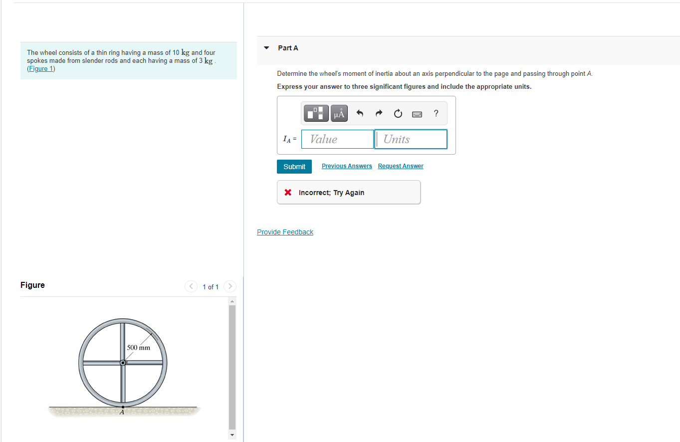 Solved Part A The wheel consists of a thin ring having a | Chegg.com