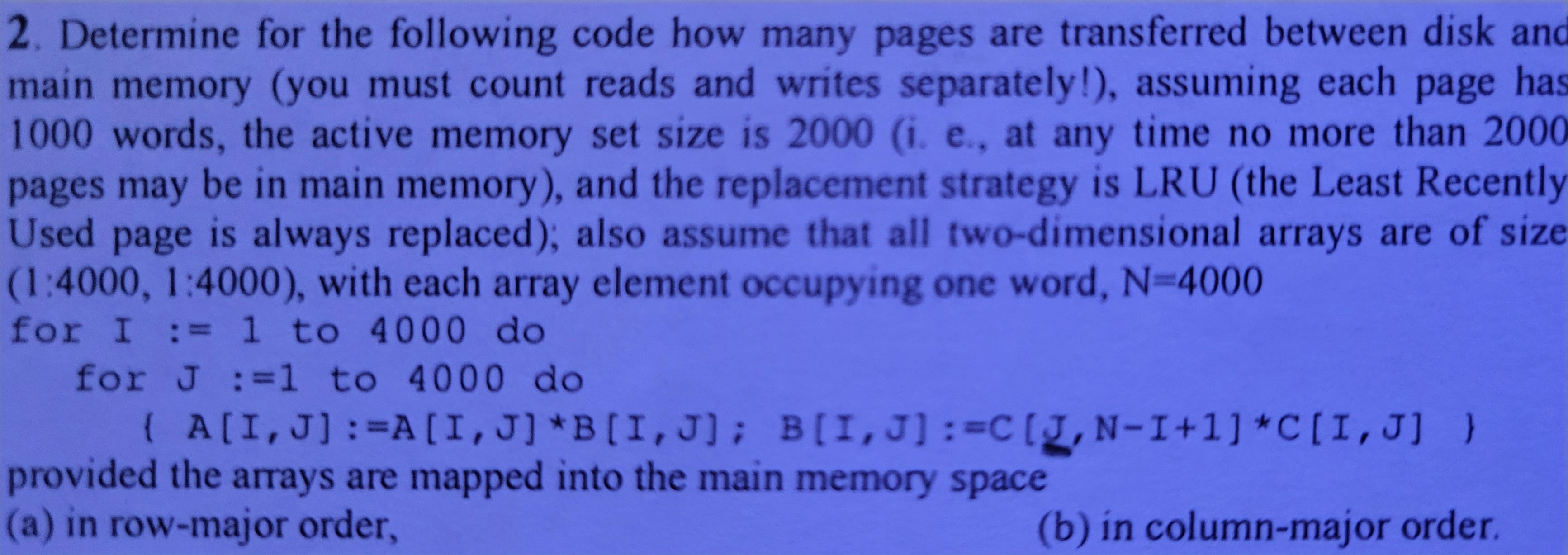 Solved 2. Determine for the following code how many pages | Chegg.com