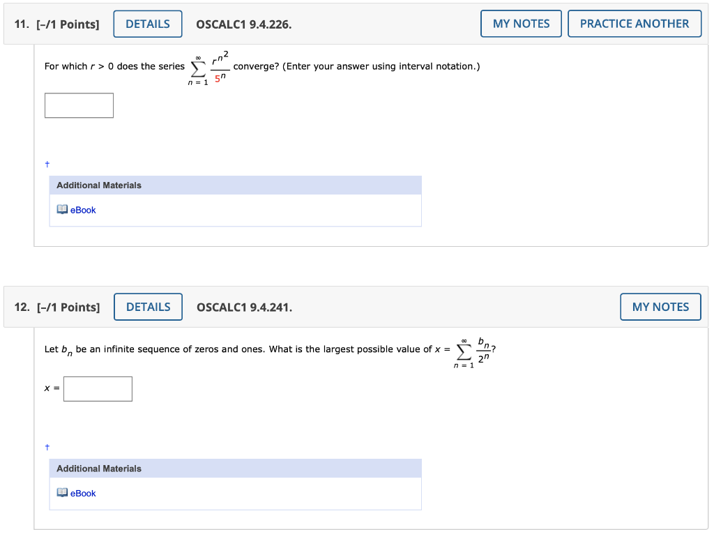 Solved I need help with these two problems. 11. For which r | Chegg.com