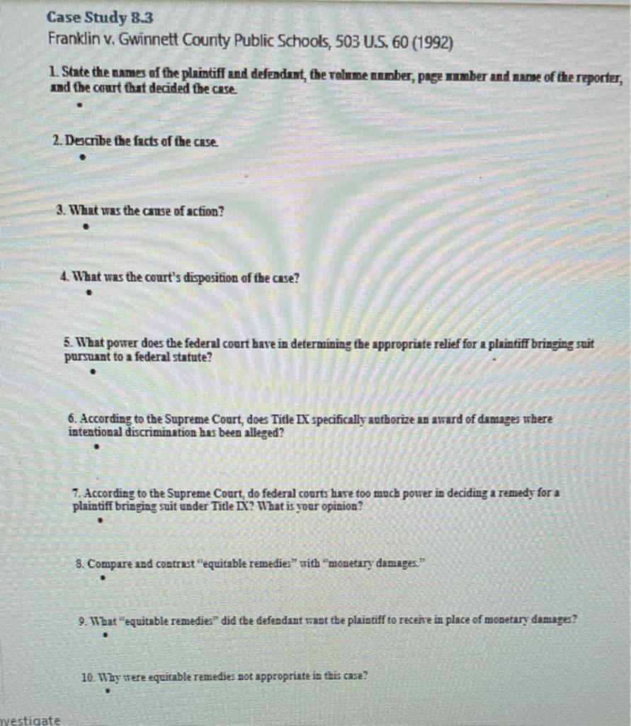 Case Study 8 3 Franklin v Gwinnett County Public Chegg com