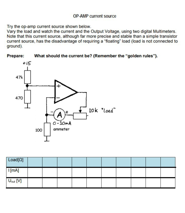 Solved OPAMP current source Try the opamp current source