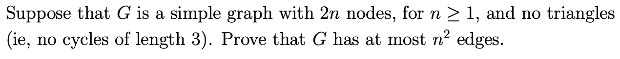 Solved Suppose that G is a simple graph with 2n nodes, for n | Chegg.com