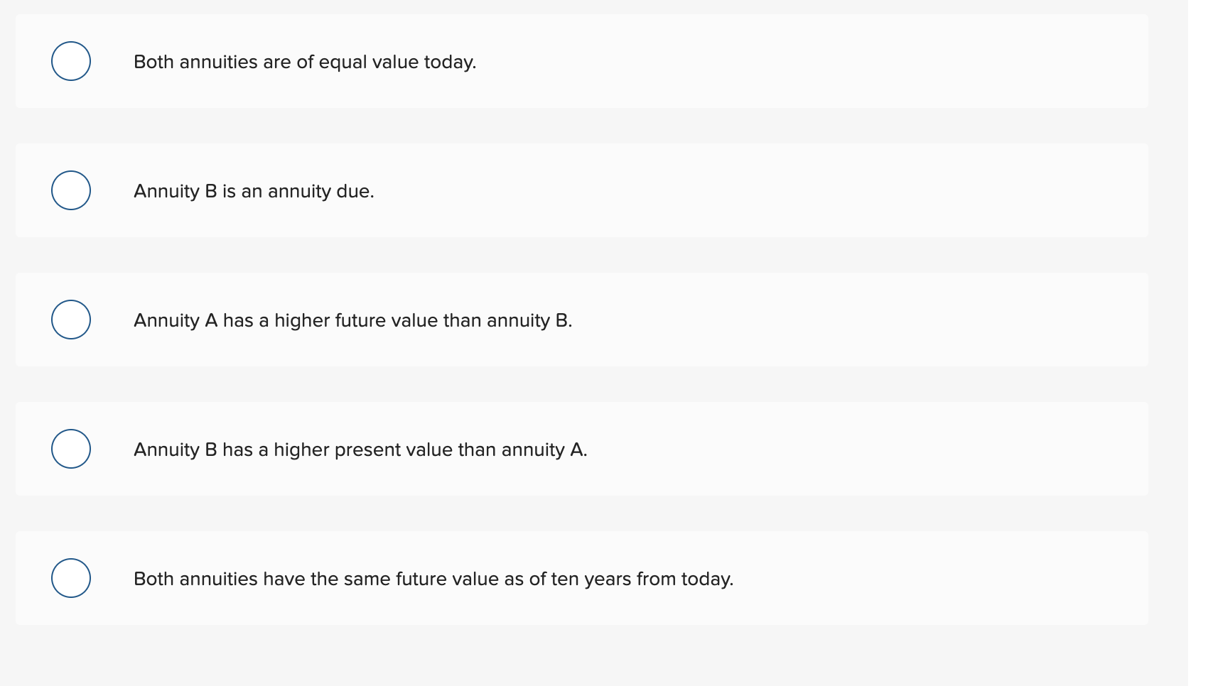 Solved You are comparing two annuities which offer annual Chegg com