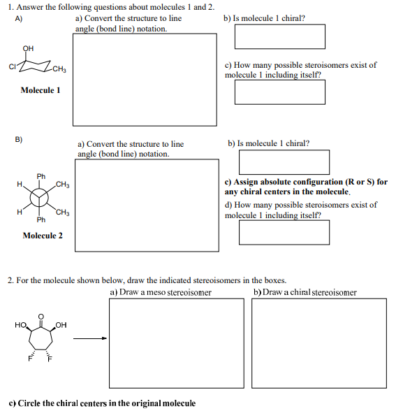 Solved 1. Answer the following questions about molecules 1 | Chegg.com
