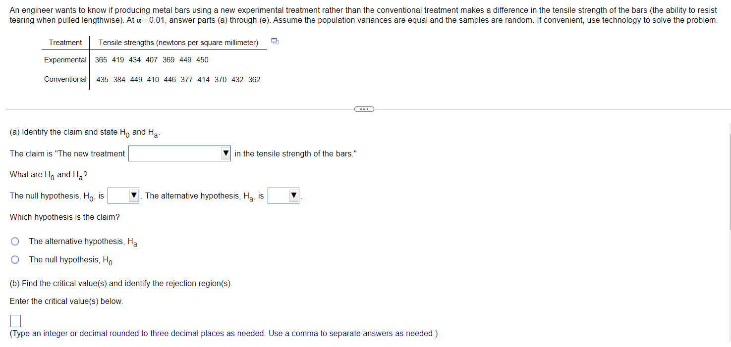 Solved 3 (a) Identify the claim and state H0 and Ha. The | Chegg.com