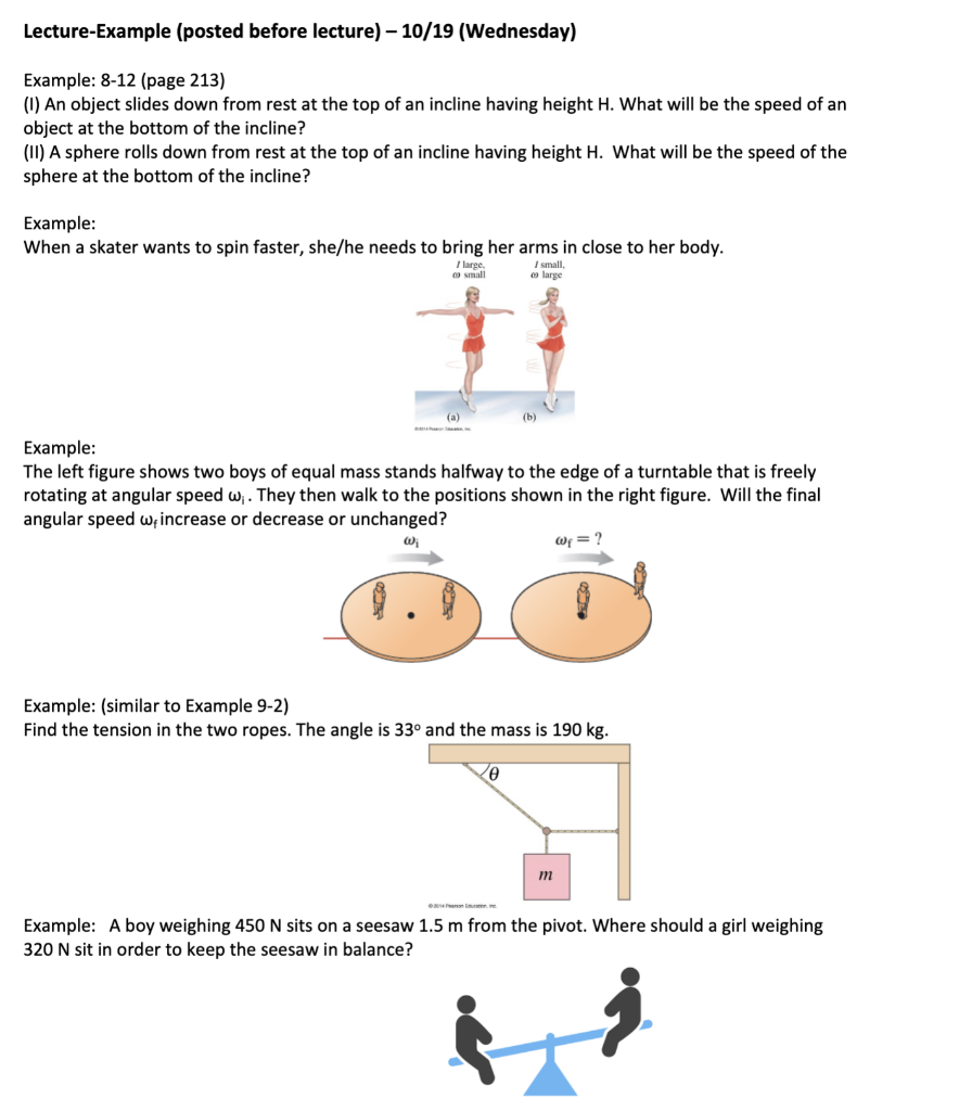 Solved Example 812 (page 213) (I) An object slides down