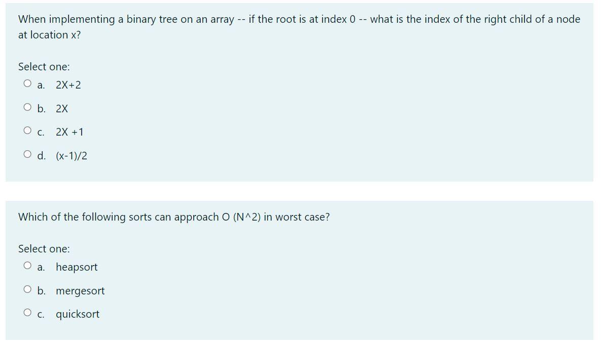 Solved When implementing a binary tree on an array -- if the | Chegg.com