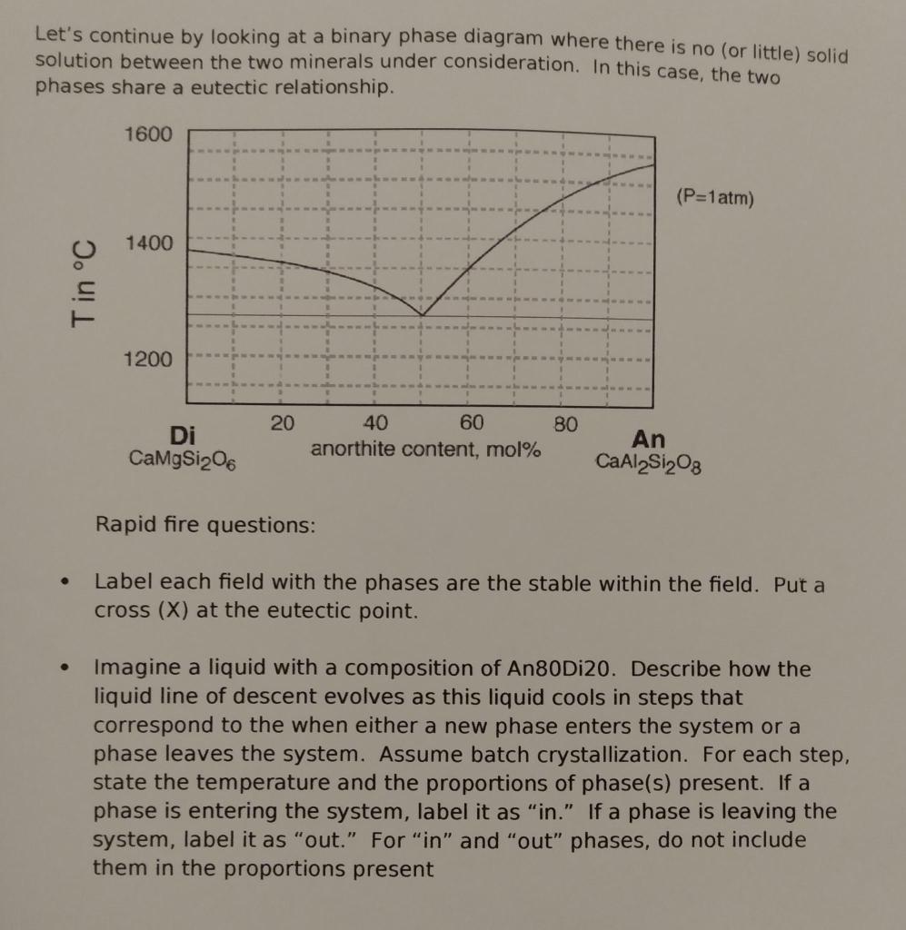Solved Let's continue by looking at a binary phase diagram | Chegg.com