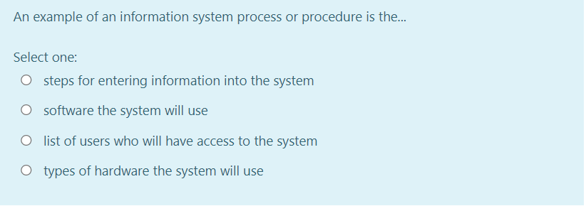 Solved An example of an information system process or | Chegg.com