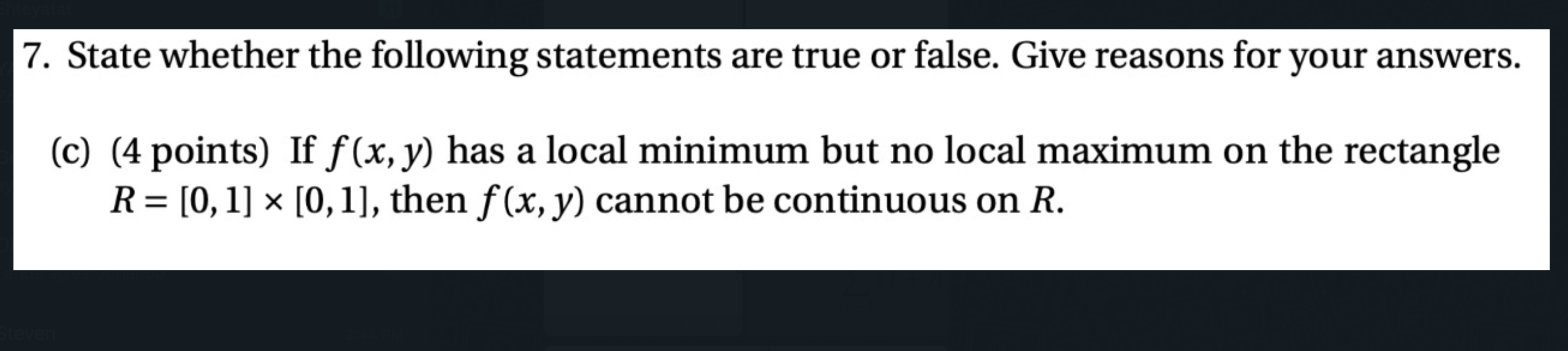Solved 7. State whether the following statements are true or | Chegg.com