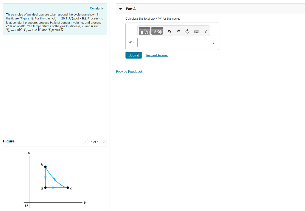 Solved Constants Part A Three moles of an ideal gas are | Chegg.com