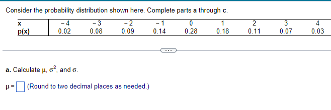 Solved Consider the probability distribution shown here. | Chegg.com