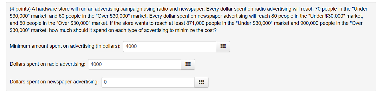 Solved (4 Points) A Hardware Store Will Run An Advertising | Chegg.com