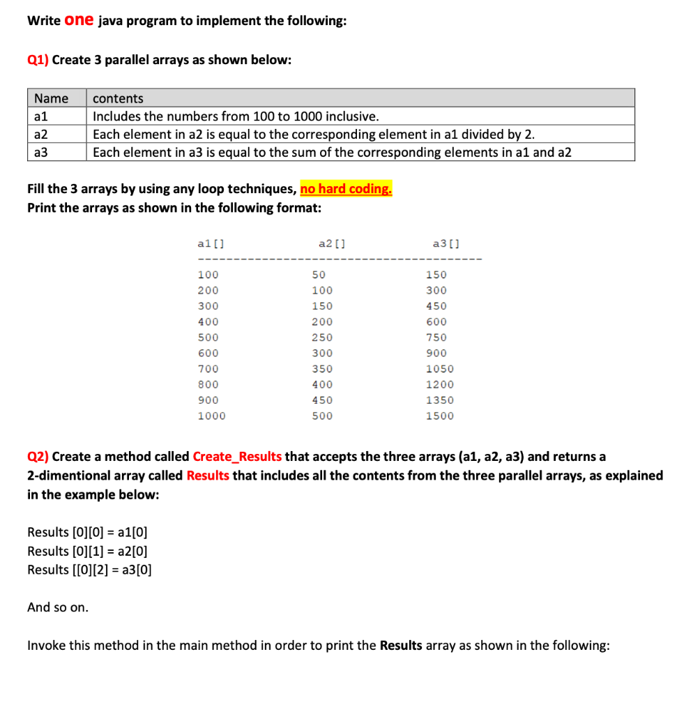 Solved Write one java program to implement the following: | Chegg.com
