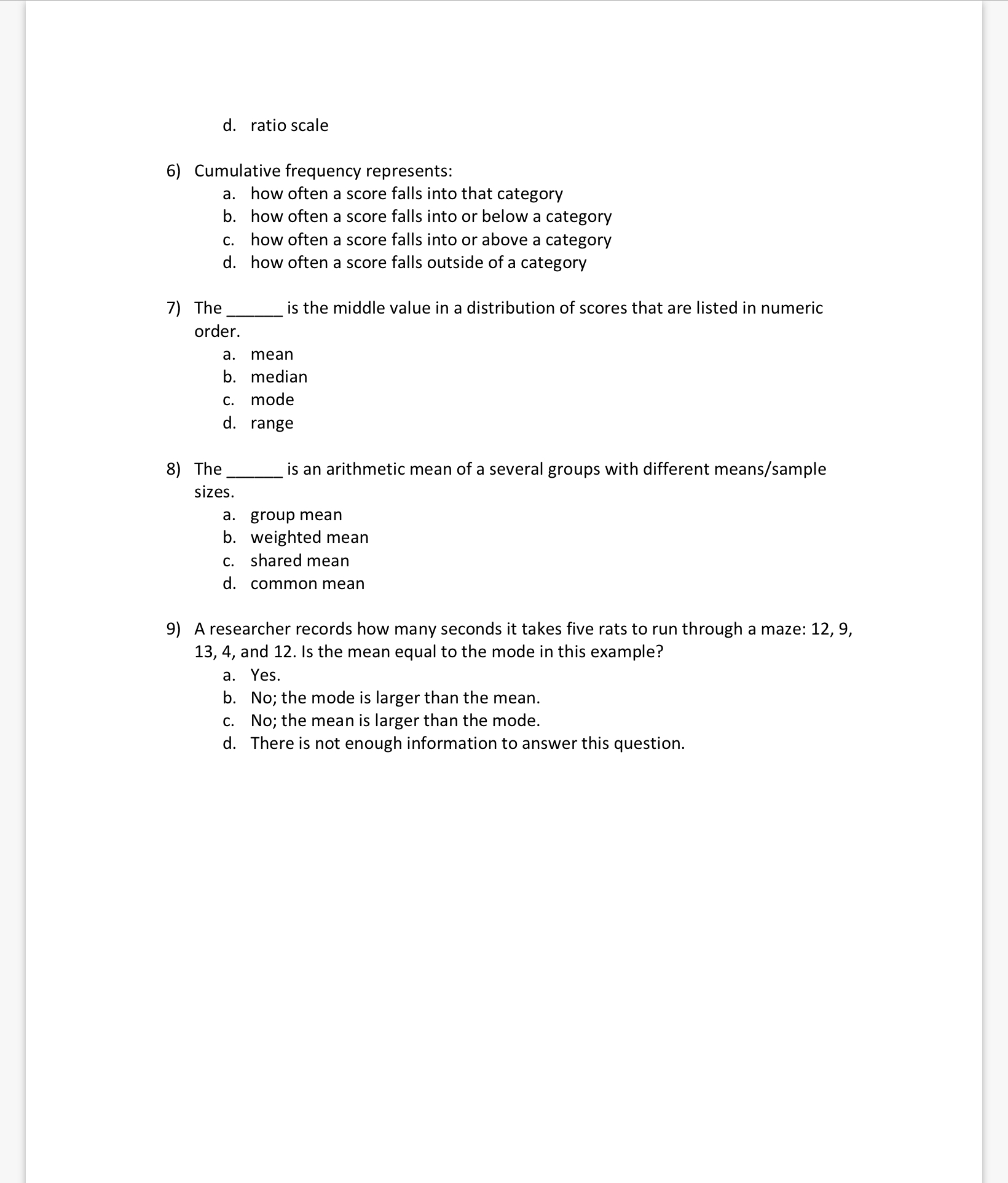 Solved 1) Which of the following studies used a random | Chegg.com