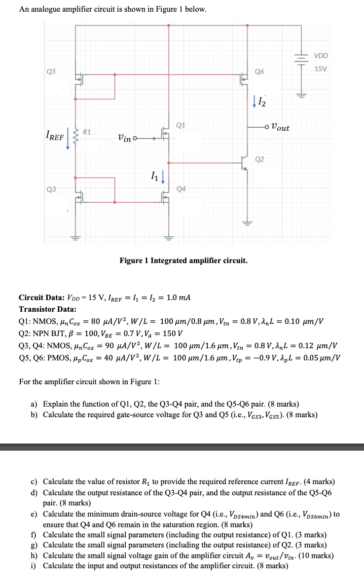 Solved An analogue amplifier circuit is shown in Figure 1 | Chegg.com