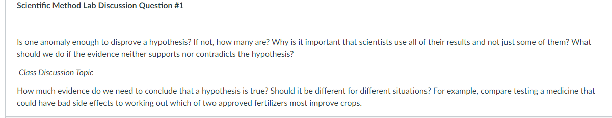 Solved Scientific Method Lab Discussion Question #1 Is one | Chegg.com