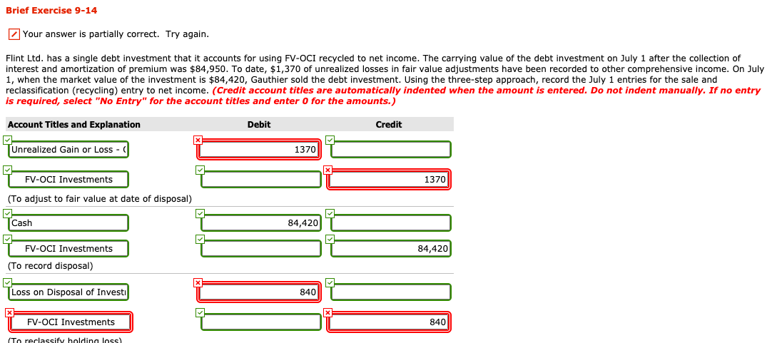 Solved Brief Exercise 9-14 Your Answer Is Partially Correct. | Chegg.com