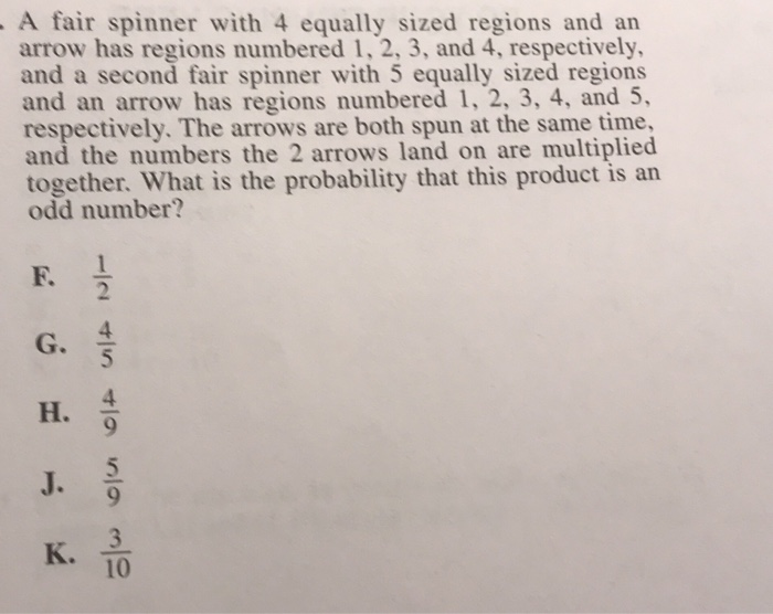 A Fair Spinner With 4 Equally Sized Regions
