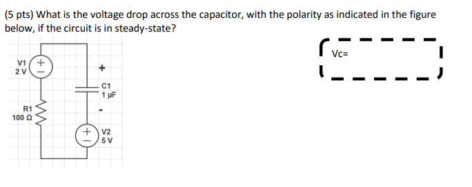 Solved (5 pts) What is the voltage drop across the | Chegg.com