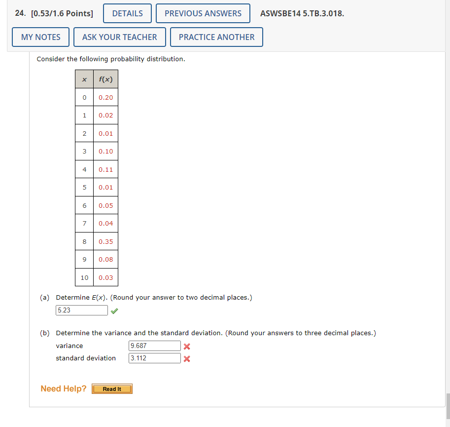 Solved Consider The Following Probability Distribution. | Chegg.com