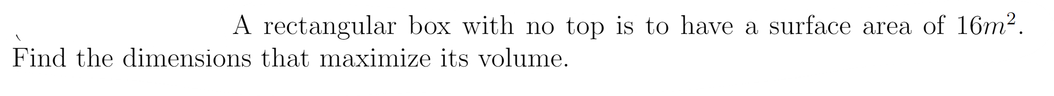 surface area of a rectangular box with no top