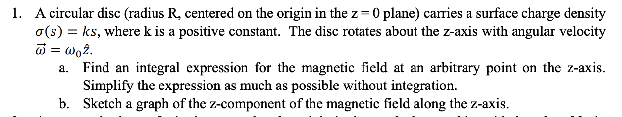 Solved A Circular Disk (radius R, Centered On The Origin In | Chegg.com