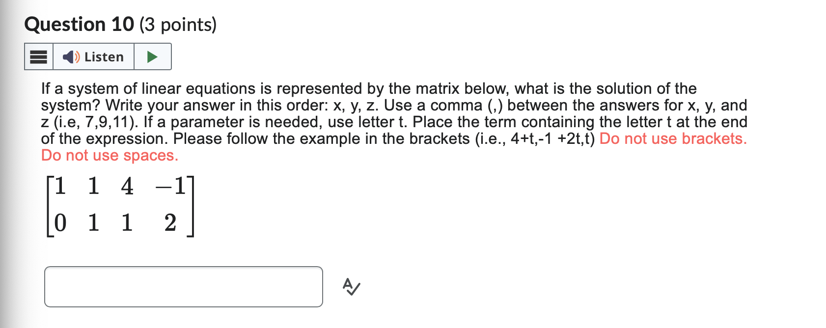 Solved If a system of linear equations is represented by the | Chegg.com