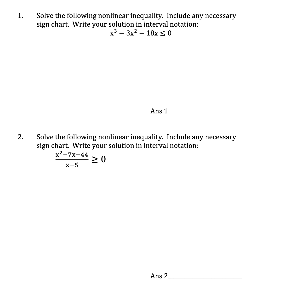 Solved Solve the following nonlinear inequality. Include any | Chegg.com