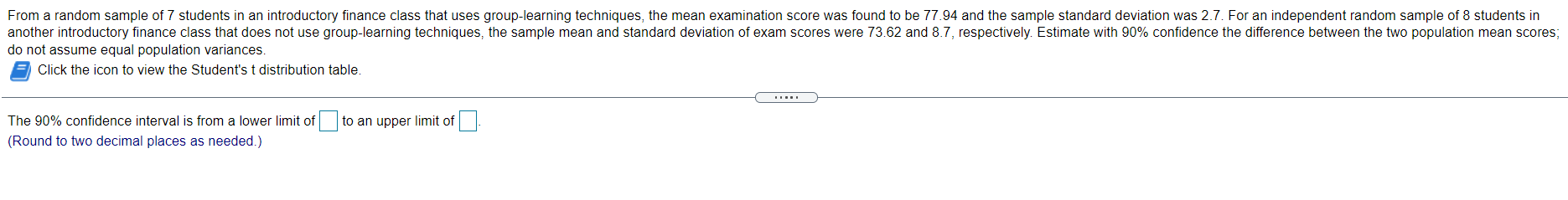 Solved From a random sample of 7 students in an introductory | Chegg.com