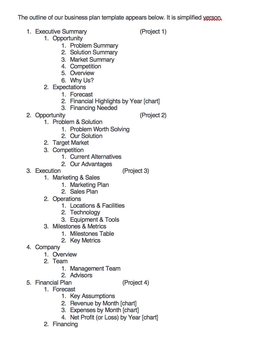 summary outline example