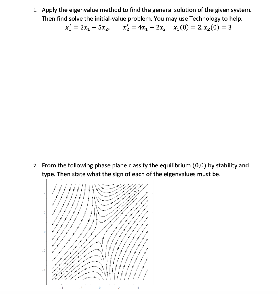 Solved 1 Apply The Eigenvalue Method To Find The General