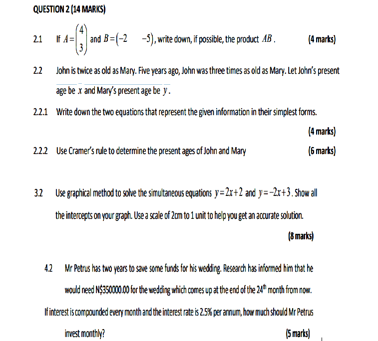 Solved 2.1 If A=(43) and B=(−2−5), write down, if possible, | Chegg.com