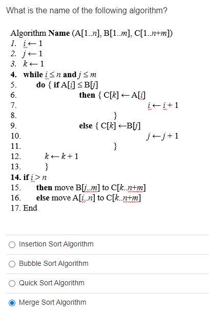 Solved What Is The Name Of The Following Algorithm? | Chegg.com