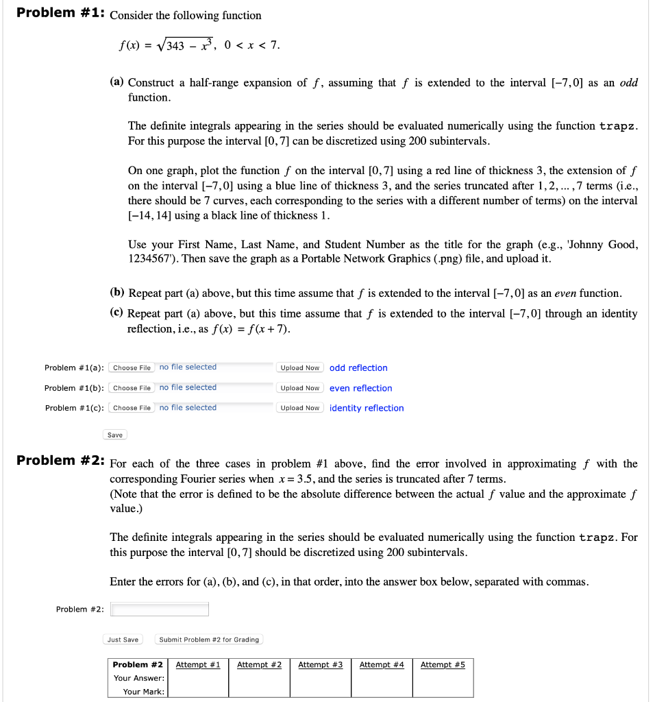 Problem #1: Consider the following function f(x) = | Chegg.com