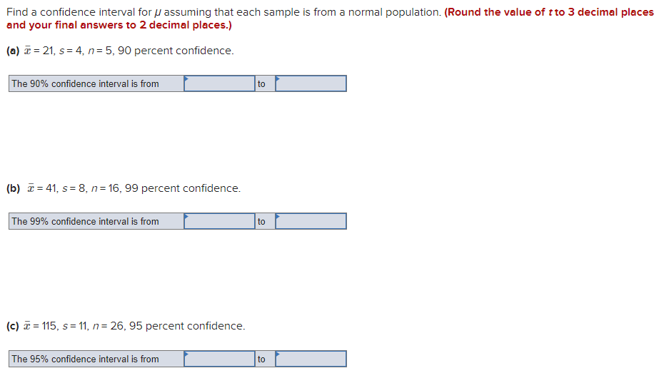 Solved Find a confidence interval for μ assuming that each | Chegg.com