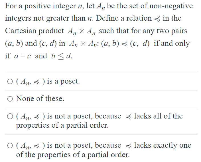 Solved For A Positive Integer N, Let An Be The Set Of | Chegg.com