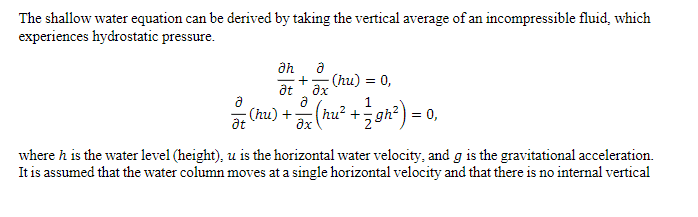 Solved The shallow water equation can be derived by taking | Chegg.com