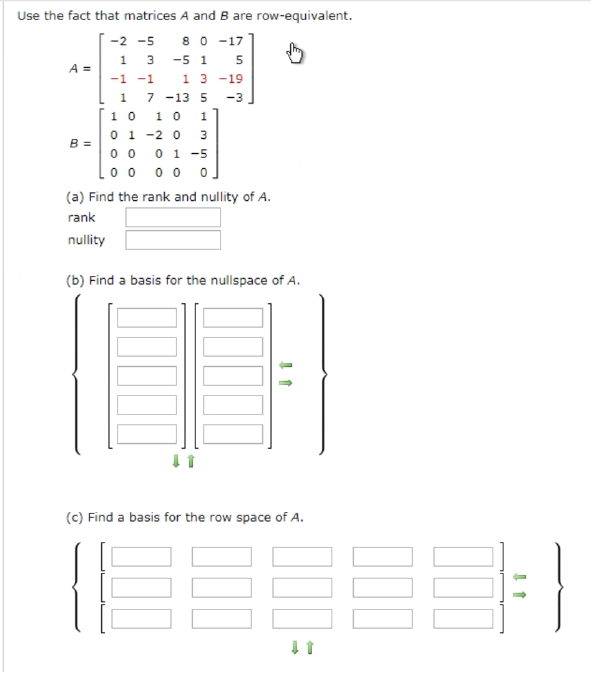 Solved Use the fact that matrices A and B are | Chegg.com