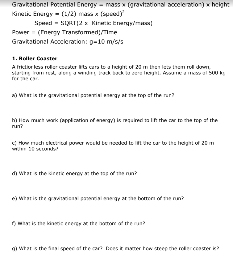 Solved Gravitational Potential Energy = mass x