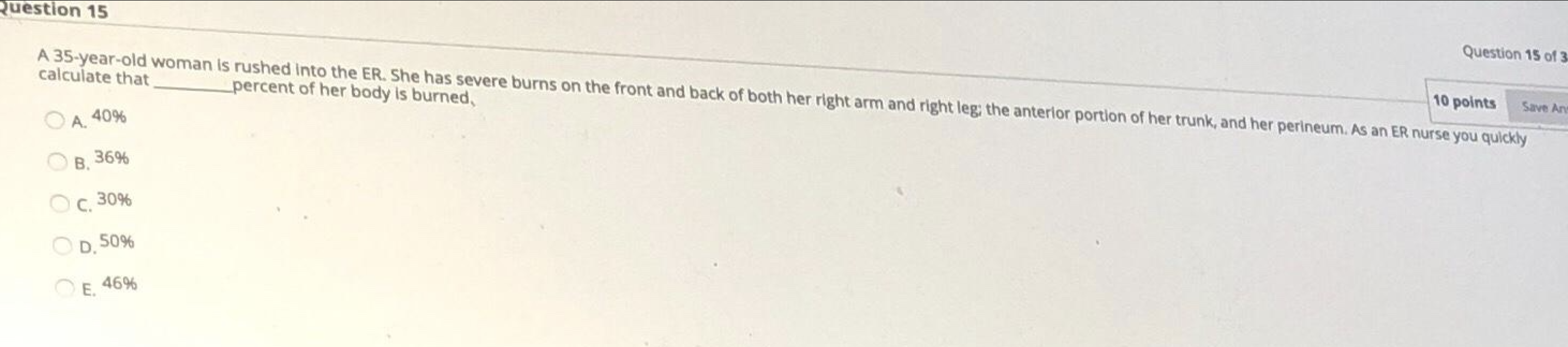 Solved Question 15 of 3 Ruestion 15 10 points A 35-year-old | Chegg.com
