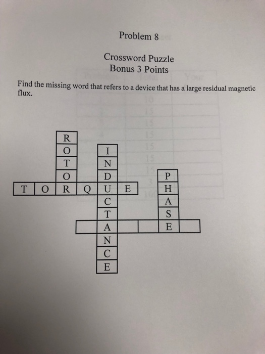 Solved Problem 8 Crossword Puzzle Bonus 3 Points Find the Chegg com